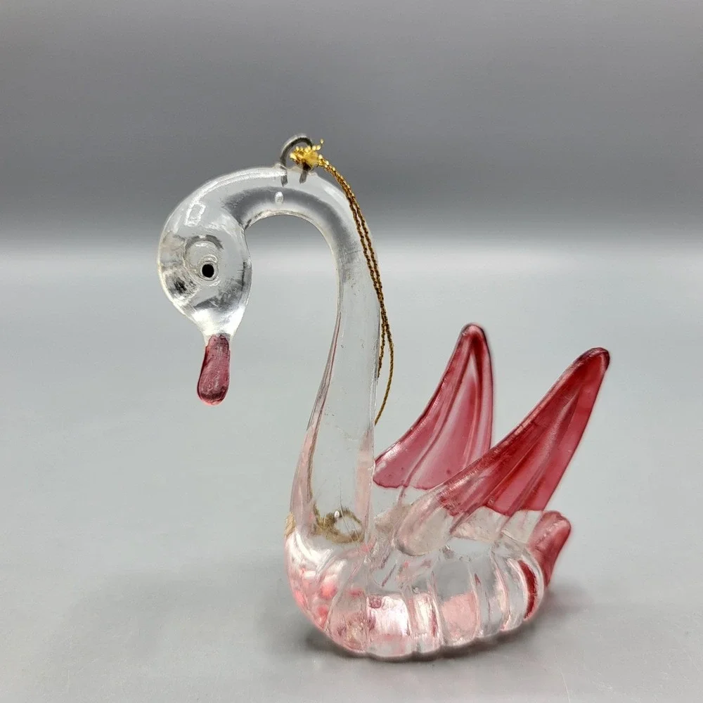 Vintage Lucite Acrylic Christmas Ornaments Figurines Animal Set of 3 Holiday